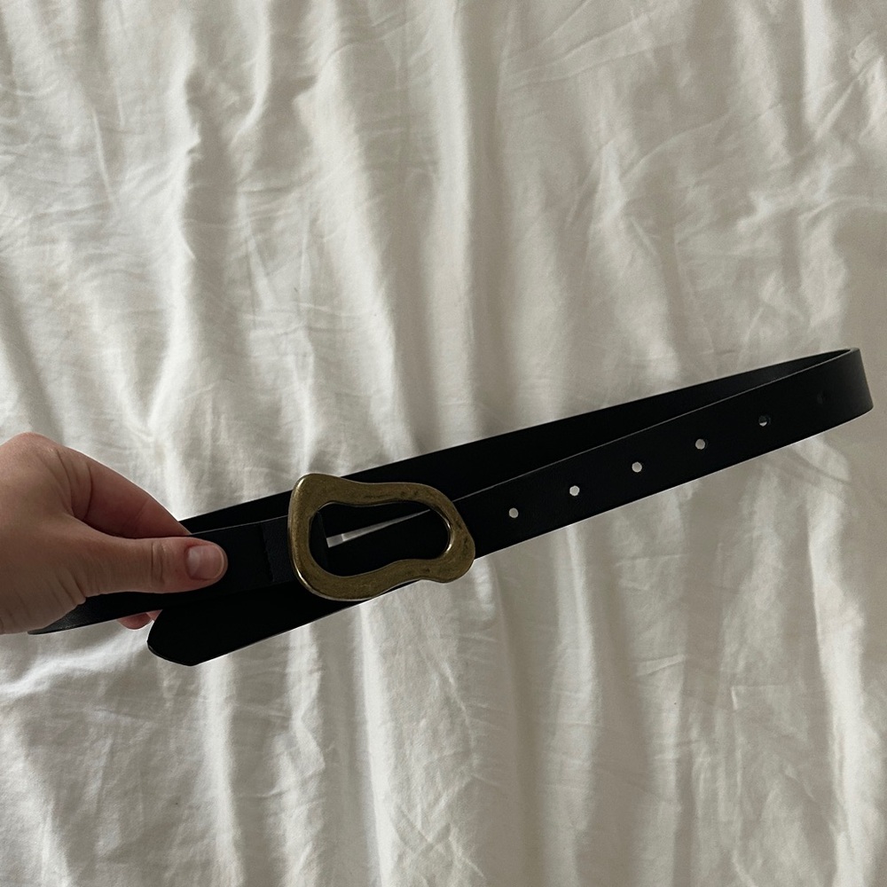 Princess Polly | Black Belt with Gold Buckle